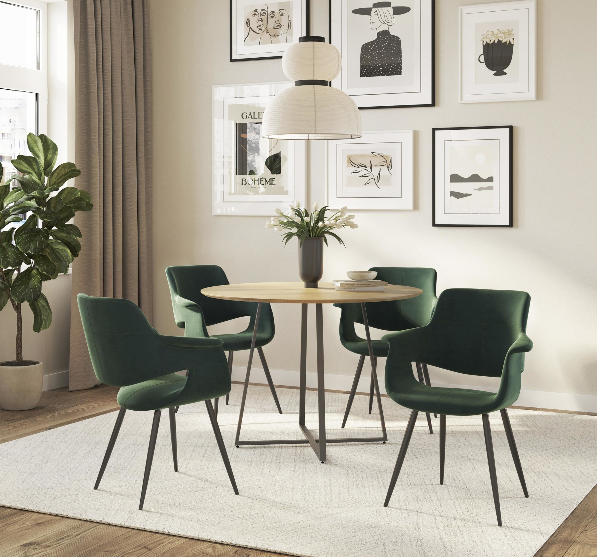 Vintage Flair Green Velvet Black Metal Glam Chairs (Set of 2) 1 Vintage Flair Green Velvet Black Metal Glam Chairs (Set of 2)