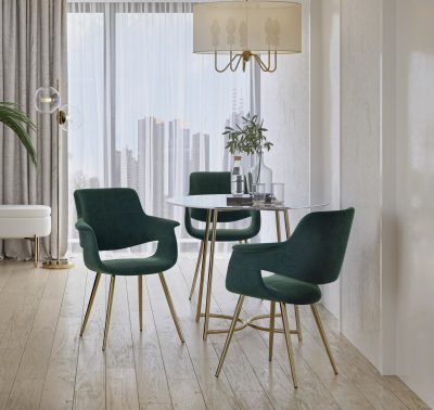 Vintage Flair Green Velvet Gold Metal Accent Chairs