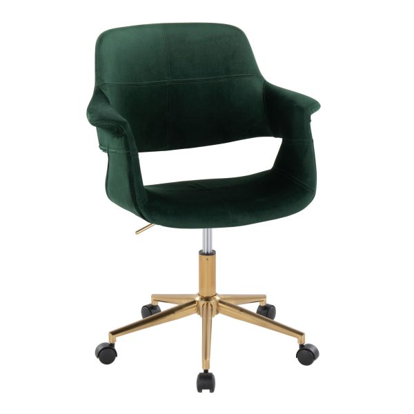 Vintage Flair Green Velvet Mid Century Modern Office Chair 2