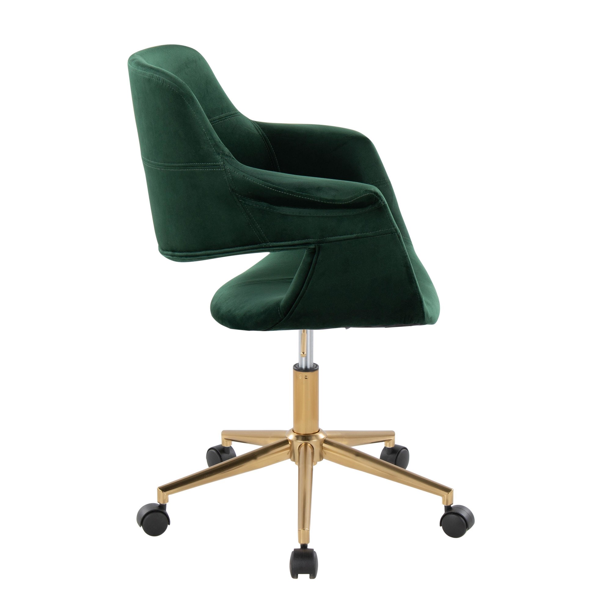 Vintage Flair Green Velvet Mid-Century Modern Office Chair 4 Vintage Flair Green Velvet Mid-Century Modern Office Chair - Image 4