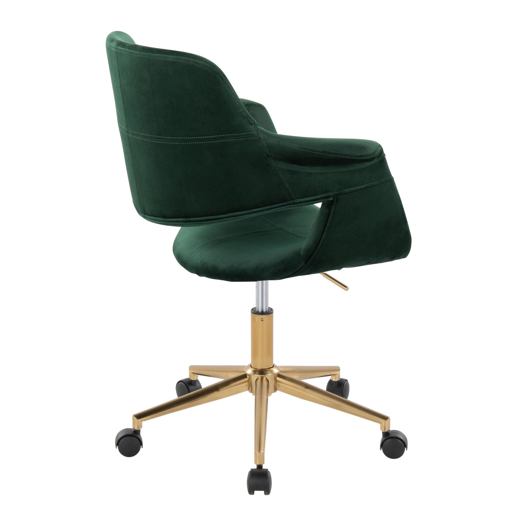 Vintage Flair Green Velvet Mid-Century Modern Office Chair 5 Vintage Flair Green Velvet Mid-Century Modern Office Chair - Image 5