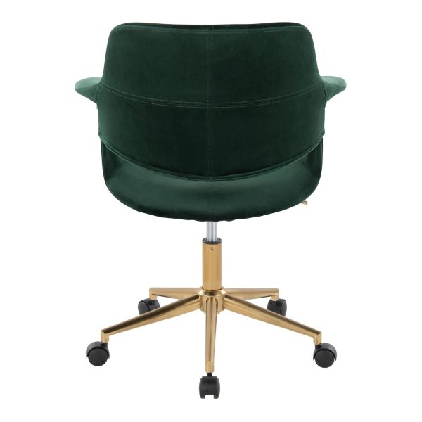 Vintage Flair Green Velvet Mid Century Modern Office Chair 5