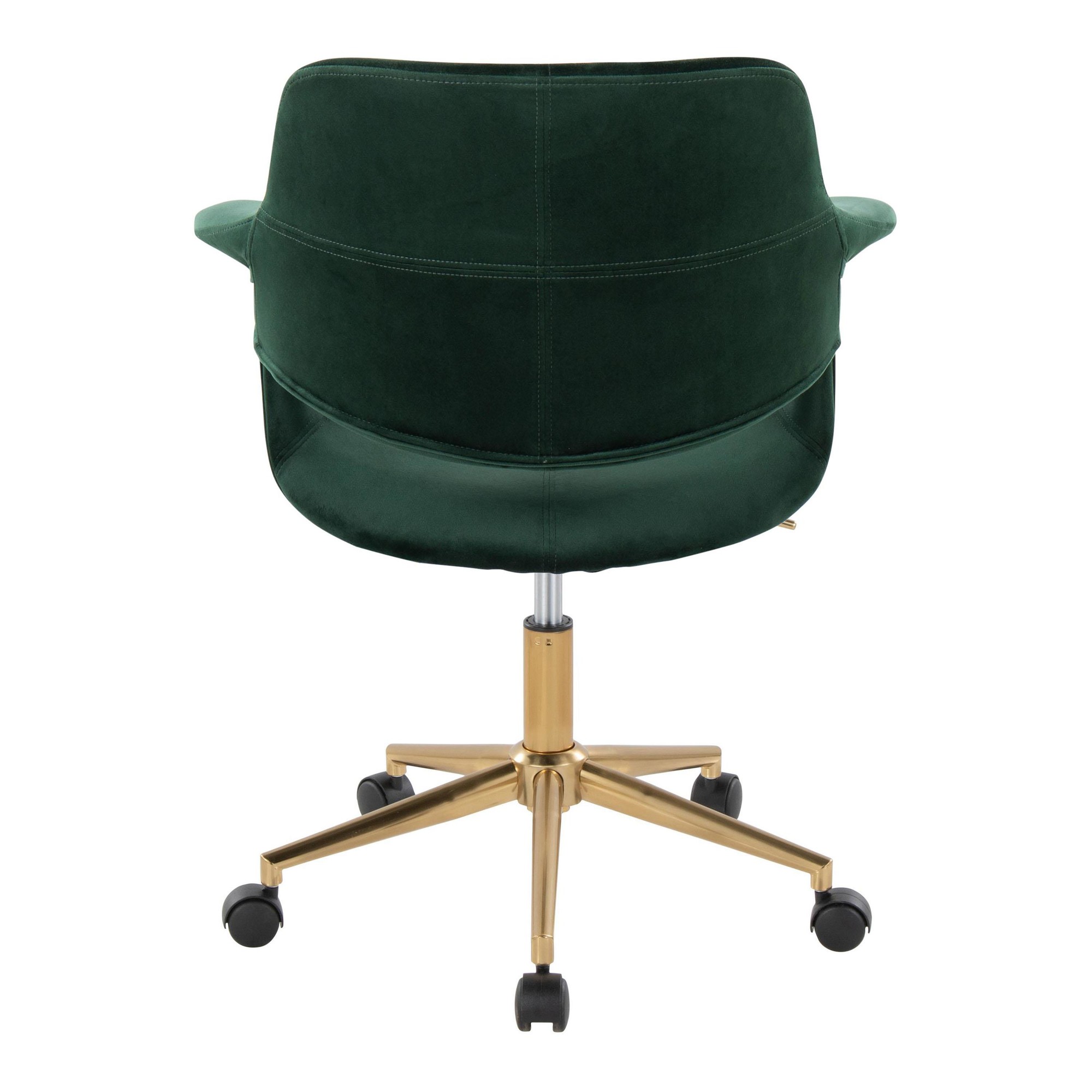 Vintage Flair Green Velvet Mid-Century Modern Office Chair 6 Vintage Flair Green Velvet Mid-Century Modern Office Chair - Image 6