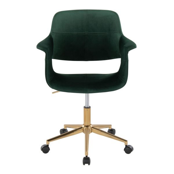 Vintage Flair Green Velvet Mid Century Modern Office Chair 6