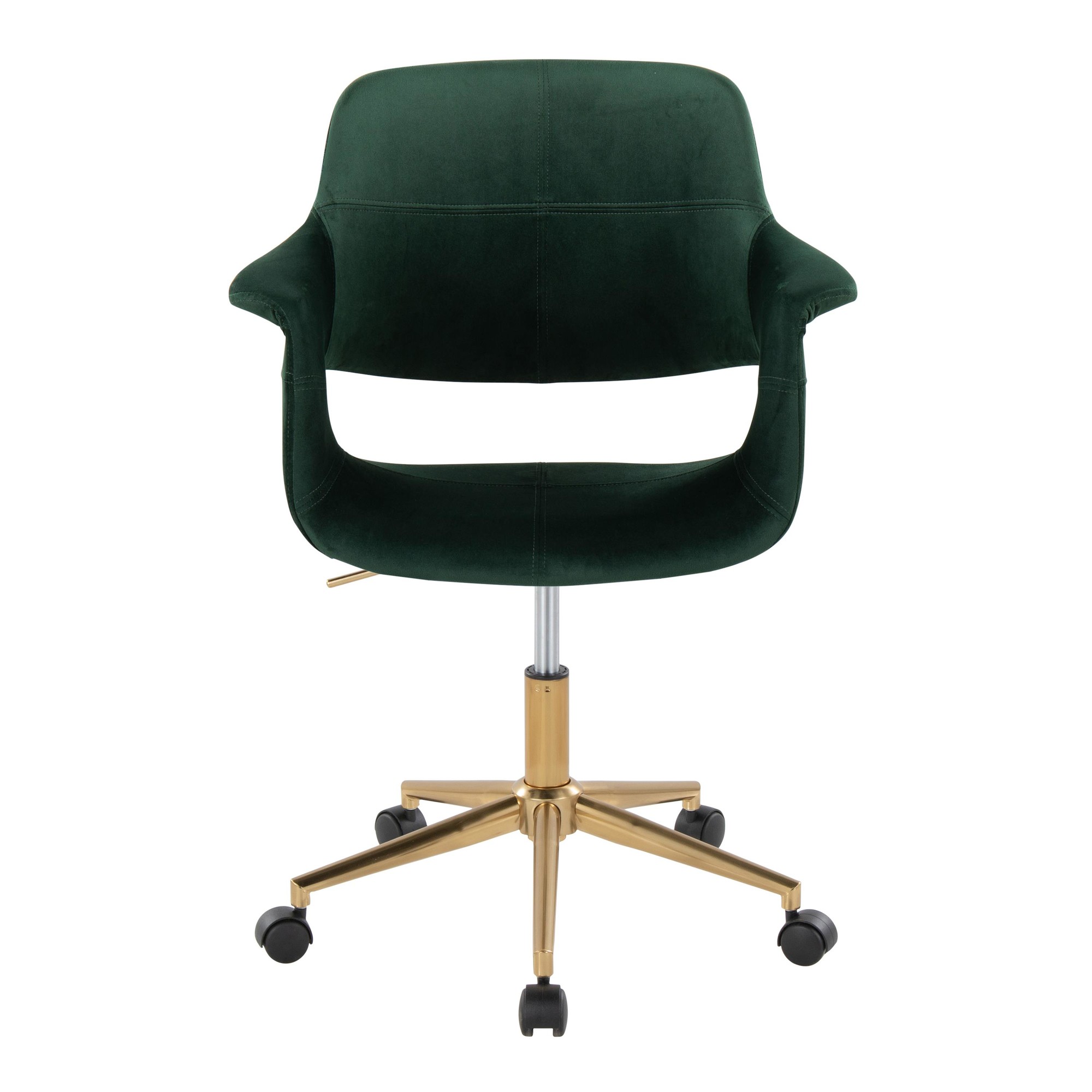 Vintage Flair Green Velvet Mid-Century Modern Office Chair 7 Vintage Flair Green Velvet Mid-Century Modern Office Chair - Image 7