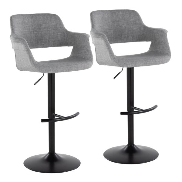 Vintage Flair Light Grey Mid Century Modern Swivel Barstool Set of 2 1