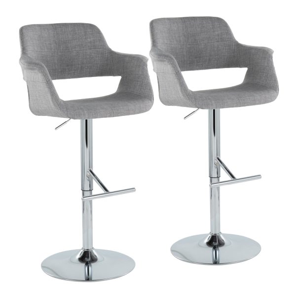 Vintage Flair Light Grey Swivel Mid Century Barstool Pair Set of 2 2