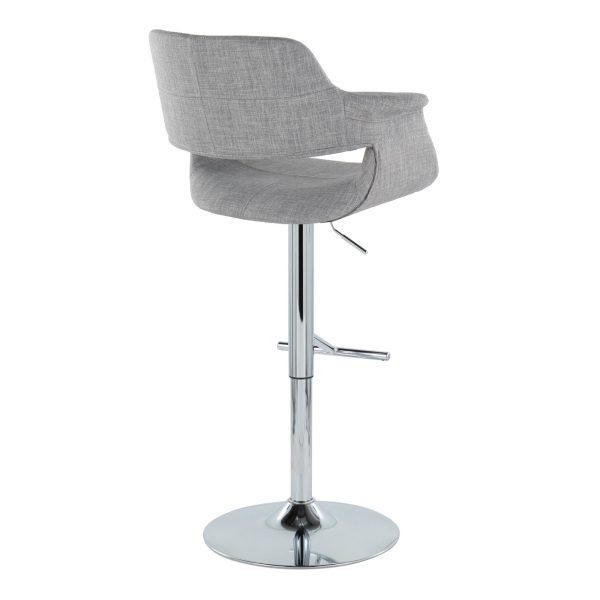 Vintage Flair Light Grey Swivel Mid Century Barstool Pair Set of 2 5