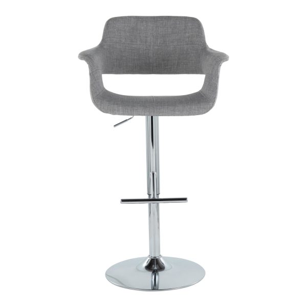 Vintage Flair Light Grey Swivel Mid Century Barstool Pair Set of 2 7