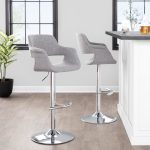 Vintage Flair Mid-Century Adjustable Swivel Barstool Chrome Grey (Set of 2) (Set of 2)