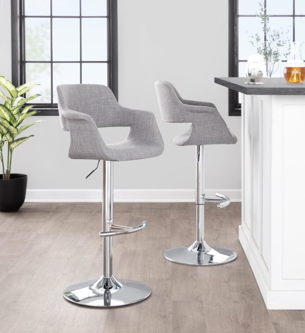 Vintage Flair Mid Century Adjustable Swivel Barstool Chrome Grey Set of 2 Set of 2 1