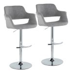 Vintage Flair Mid-Century Adjustable Swivel Barstool Chrome Grey (Set of 2) (Set of 2)