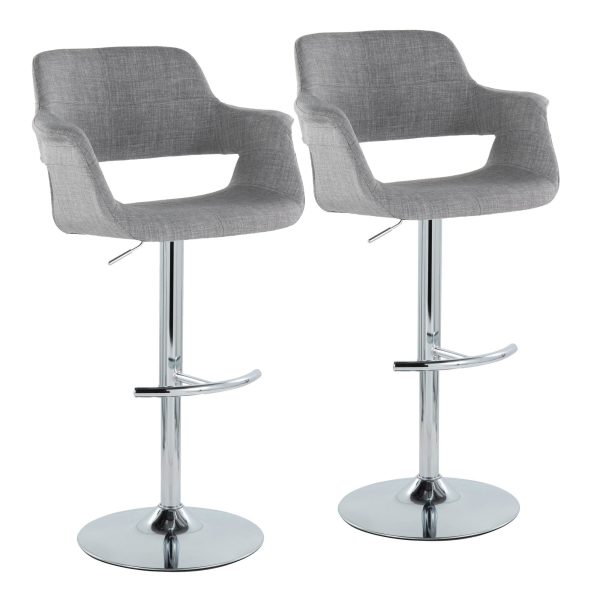 Vintage Flair Mid Century Adjustable Swivel Barstool Chrome Grey Set of 2 Set of 2 2