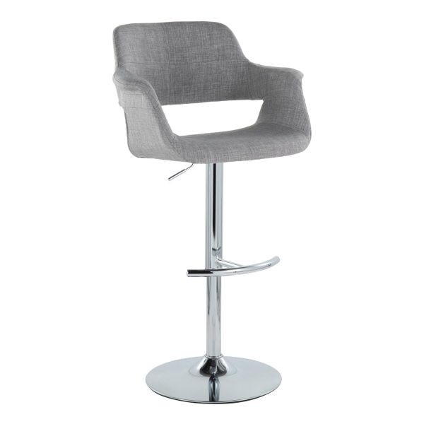 Vintage Flair Mid Century Adjustable Swivel Barstool Chrome Grey Set of 2 Set of 2 3