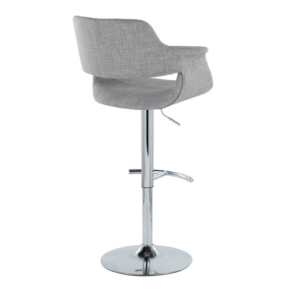 Vintage Flair Mid Century Adjustable Swivel Barstool Chrome Grey Set of 2 Set of 2 5