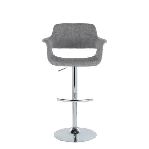 Vintage Flair Mid Century Adjustable Swivel Barstool Chrome Grey Set of 2 Set of 2 7