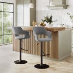 Vintage Flair Mid-Century Modern Adjustable Barstools Black Grey (Set of 2) (Set of 2)