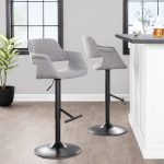 Vintage Flair Mid-Century Modern Adjustable Barstools Black Grey (Set of 2) (Set of 2)