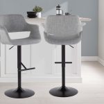 Vintage Flair Mid-Century Modern Adjustable Barstools Black Grey (Set of 2) (Set of 2)
