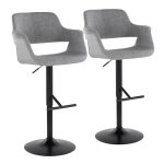 Vintage Flair Mid-Century Modern Adjustable Barstools Black Grey (Set of 2) (Set of 2)