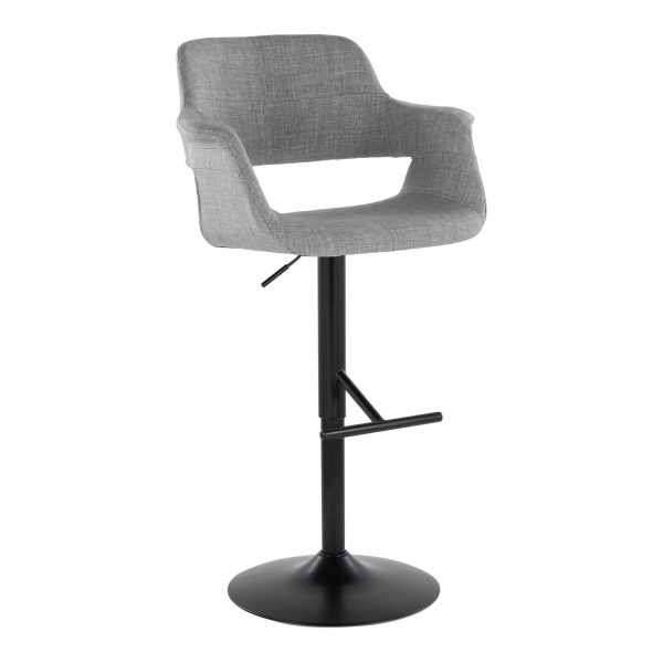 Vintage Flair Mid Century Modern Adjustable Barstools Black Grey Set of 2 Set of 2 4