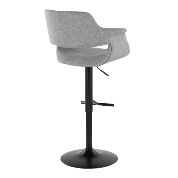 Vintage Flair Mid Century Modern Adjustable Barstools Black Grey Set of 2 Set of 2 6