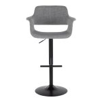 Vintage Flair Mid-Century Modern Adjustable Barstools Black Grey (Set of 2) (Set of 2)