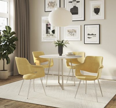 Vintage Flair Yellow Art Deco Chrome Accent Chairs (Set of 2)