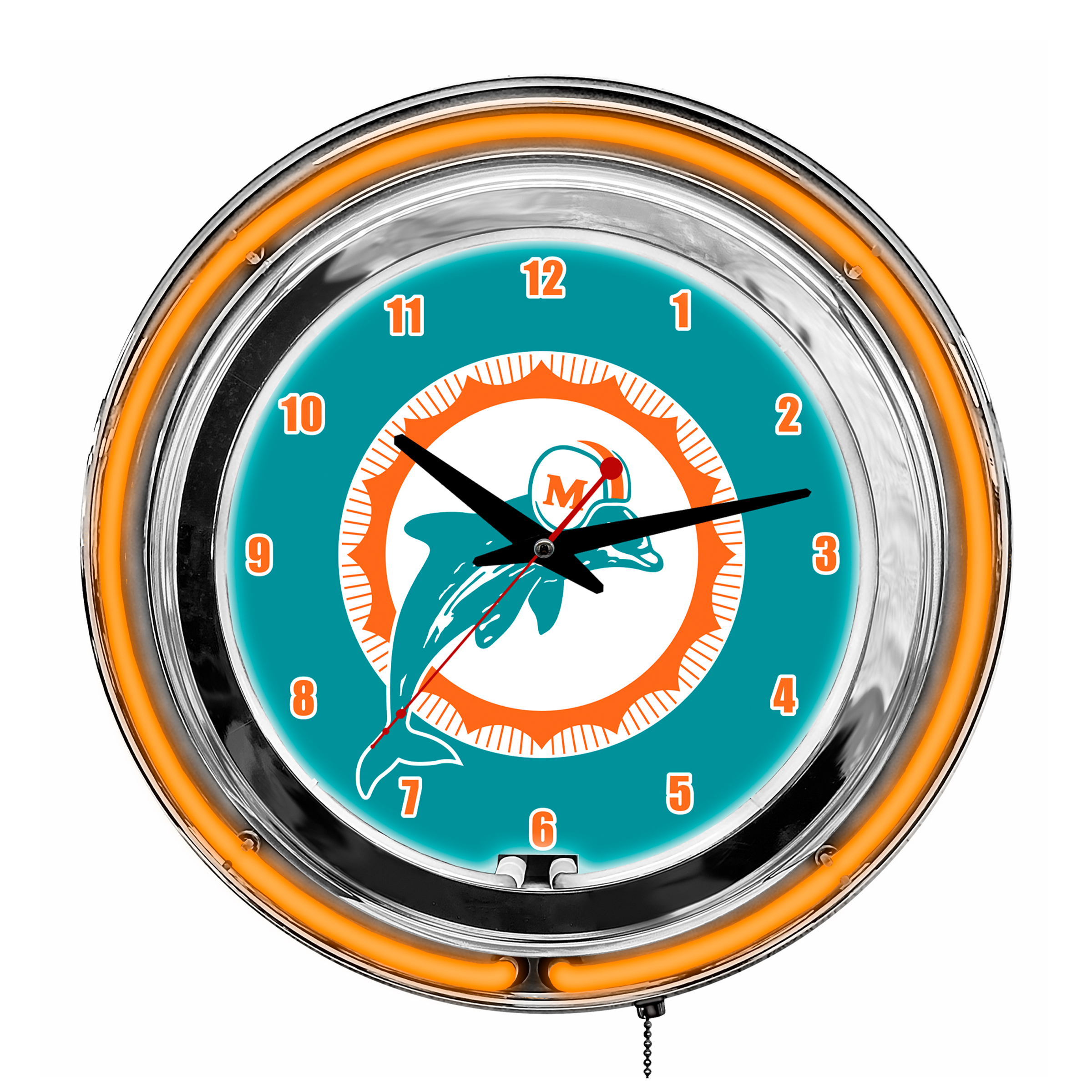 Vintage Miami Dolphins 14" Neon Chrome Clock NFL Licensed 1 Vintage Miami Dolphins 14" Neon Chrome Clock NFL Licensed