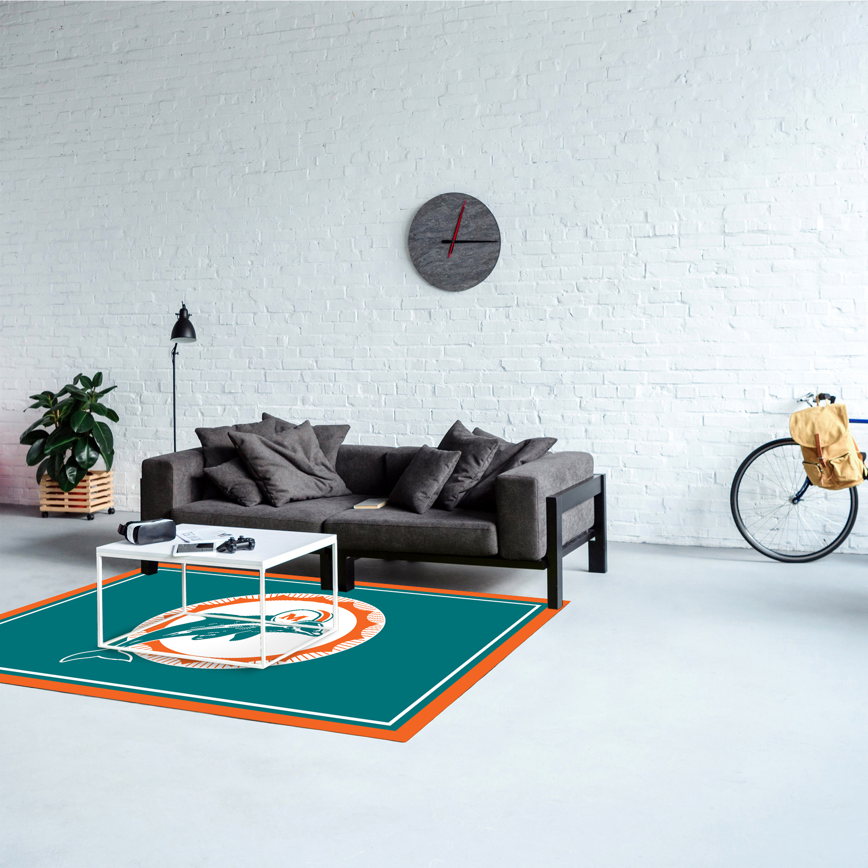 Vintage Miami Dolphins 4x6 Area Rug 2 Vintage Miami Dolphins 4x6 Area Rug - Image 2