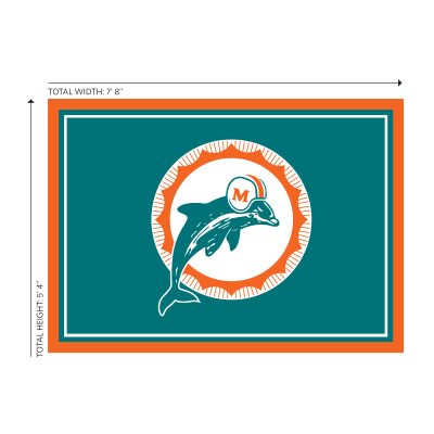 Vintage Miami Dolphins 6x8 Area Rug Team Logo Rug