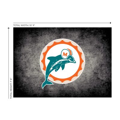 Vintage Miami Dolphins 8x11 Distressed Area Rug
