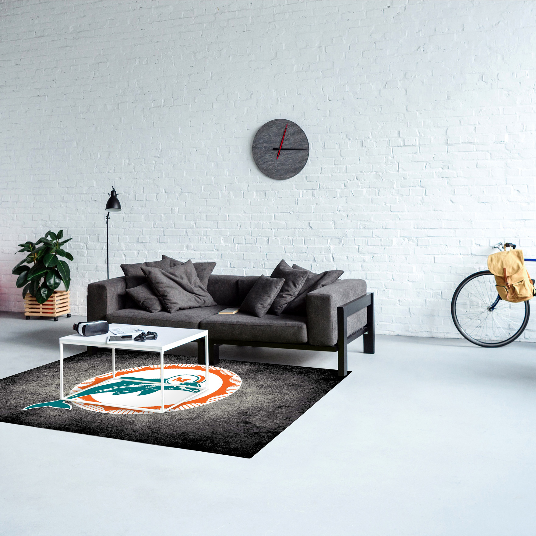 Vintage Miami Dolphins Distressed 4x6 Area Rug 2 Vintage Miami Dolphins Distressed 4x6 Area Rug - Image 2