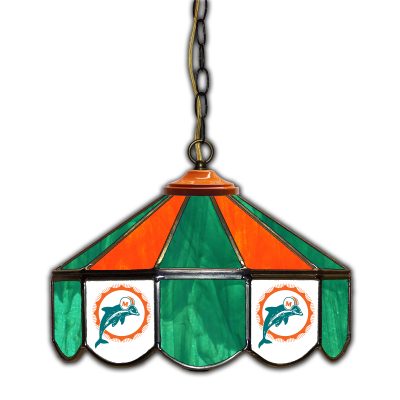 Vintage Miami Dolphins Handcrafted Stained Glass 14-in Pub Light