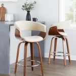 Vintage Mod 26 Cream Fabric Mid-Century Swivel Counter Stool (Set of 2) 10 Vintage Mod 26 Cream Fabric Mid-Century Swivel Counter Stool (Set of 2)