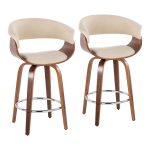 Vintage Mod 26 Cream Fabric Mid-Century Swivel Counter Stool (Set of 2) 12 Vintage Mod 26 Cream Fabric Mid-Century Swivel Counter Stool (Set of 2)