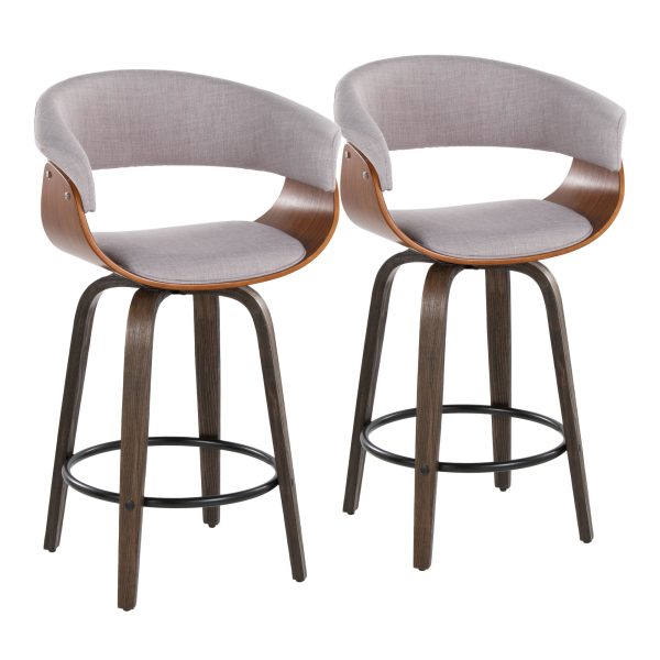 Vintage Mod 26 Inch Mid Century Modern Swivel Counter Stools Set of 2