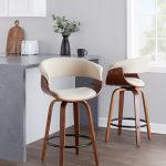 Vintage Mod 26-Inch Walnut Cream Mid-Century Modern Swivel Stool (Set of 2) 10 Vintage Mod 26-Inch Walnut Cream Mid-Century Modern Swivel Stool (Set of 2)