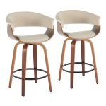 Vintage Mod 26-Inch Walnut Cream Mid-Century Modern Swivel Stool (Set of 2) 11 Vintage Mod 26-Inch Walnut Cream Mid-Century Modern Swivel Stool (Set of 2)