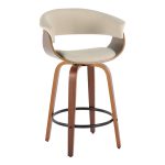 Vintage Mod 26-Inch Walnut Cream Mid-Century Modern Swivel Stool (Set of 2) 12 Vintage Mod 26-Inch Walnut Cream Mid-Century Modern Swivel Stool (Set of 2)