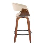 Vintage Mod 26-Inch Walnut Cream Mid-Century Modern Swivel Stool (Set of 2) 13 Vintage Mod 26-Inch Walnut Cream Mid-Century Modern Swivel Stool (Set of 2)