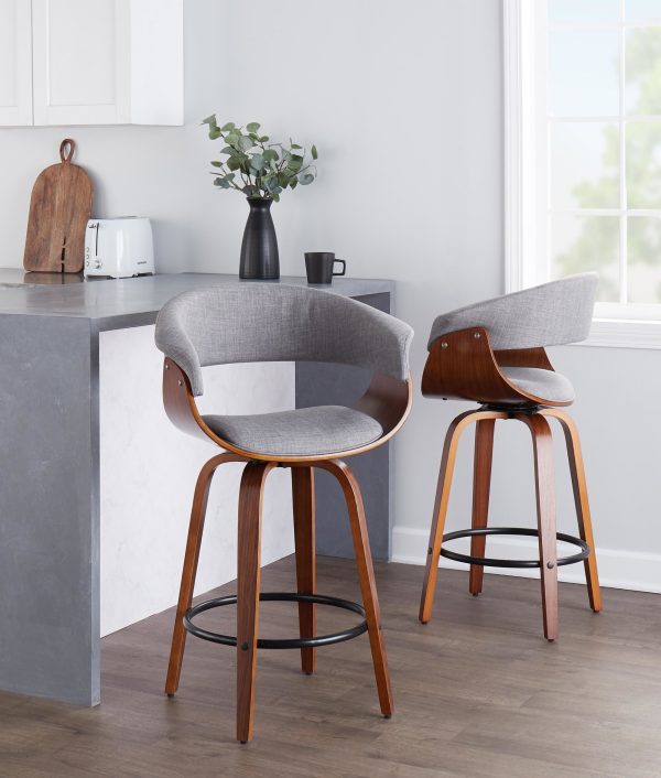 Vintage Mod 26 Mid Century Modern Swivel Counter Stool Set of 2 1