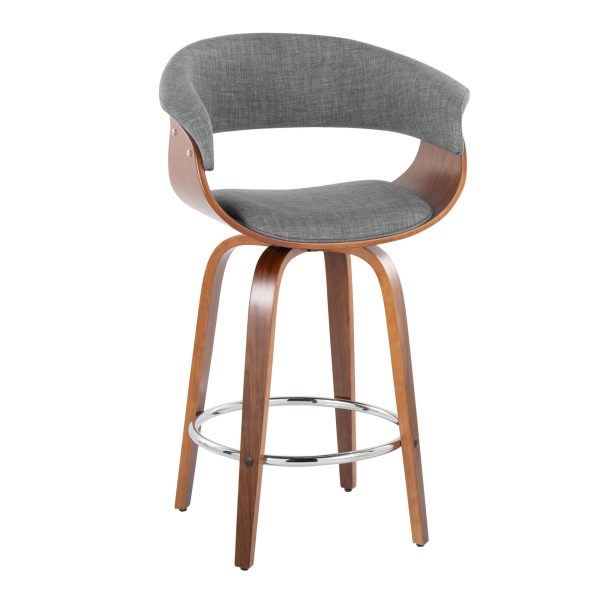 Vintage Mod 26 Mid Century WalnutGrey Counter Stools Set of 2 3