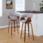 Vintage Mod 30 Mid-Century Modern Swivel Barstool, Walnut/Stone (Set of 2)