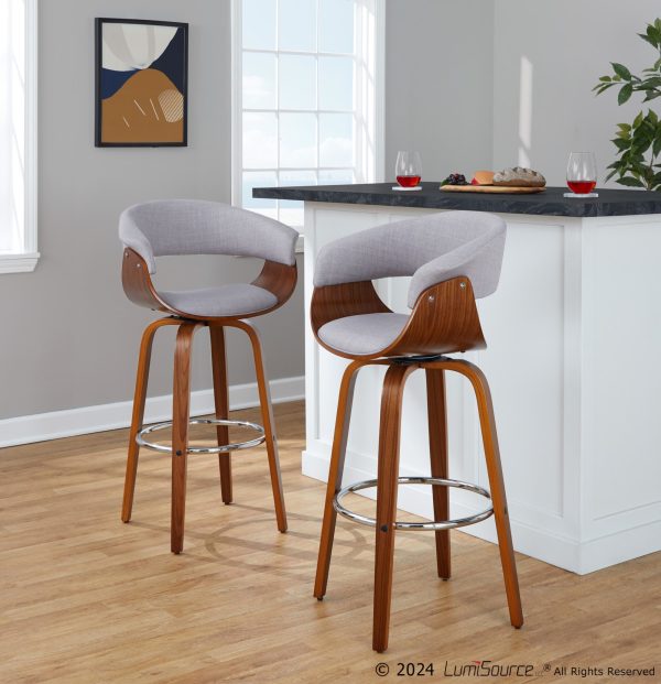 Vintage Mod 30 Mid Century Modern Swivel Barstool WalnutStone Set of 2 1