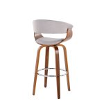Vintage Mod 30 Mid-Century Modern Swivel Barstool, Walnut/Stone (Set of 2)