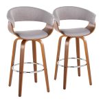 Vintage Mod 30 Mid-Century Modern Swivel Barstool, Walnut/Stone (Set of 2)