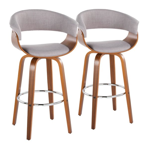 Vintage Mod 30 Mid Century Modern Swivel Barstool WalnutStone Set of 2 2