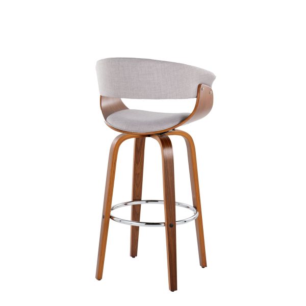 Vintage Mod 30 Mid Century Modern Swivel Barstool WalnutStone Set of 2 5