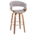 Vintage Mod 30 Mid-Century Modern Swivel Barstool, Walnut/Stone (Set of 2)